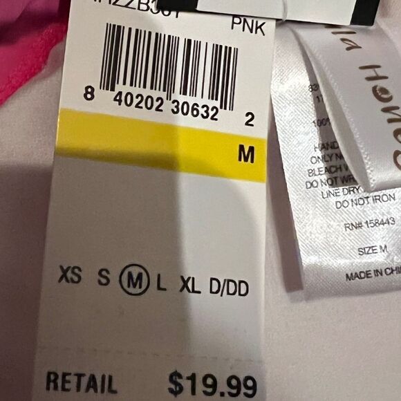 Hula Honey Solid Zipper Bralette Bikini Top Swim Pink Medium NWT - Picture 8 of 8